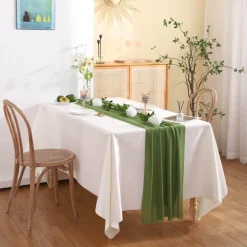 Fine Table Threads Küche & Esszimmer-Chiffon-Tischläufer – einfarbige Hochzeitsdekoration
