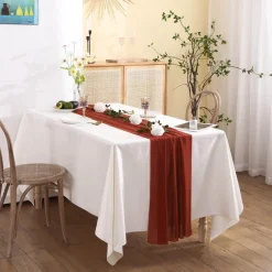 Fine Table Threads Küche & Esszimmer-Chiffon-Tischläufer – einfarbige Hochzeitsdekoration