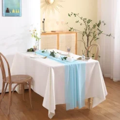 Fine Table Threads Küche & Esszimmer-Chiffon-Tischläufer – einfarbige Hochzeitsdekoration