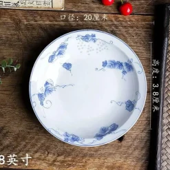 Elegance at the Table Küche & Esszimmer-Chinesische blau-weiße Gemüseteller und Reissuppenschüsseln aus Porzellan - 2er-Set