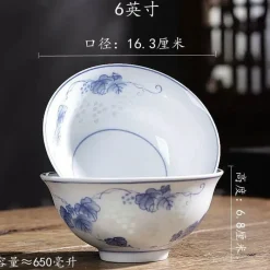 Elegance at the Table Küche & Esszimmer-Chinesische blau-weiße Gemüseteller und Reissuppenschüsseln aus Porzellan - 2er-Set