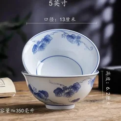 Elegance at the Table Küche & Esszimmer-Chinesische blau-weiße Gemüseteller und Reissuppenschüsseln aus Porzellan - 2er-Set