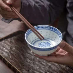 Elegance at the Table Küche & Esszimmer-Chinesische Orchideen-Drachenschale – Traditionelle Dessertschale aus blau-weißem Porzellan