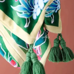 Guvinci Gallery Bettzeug-Chinoiserie Zebra Kissenbezug - Dekoratives Pfingstrosen Quastenkissen