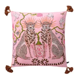 Guvinci Gallery Bettzeug-Chinoiserie Zebra Kissenbezug - Dekoratives Pfingstrosen Quastenkissen