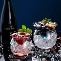 Deco Küche & Esszimmer-Cocktailglas mit Eiszapfen aus Kristallglas – Elegantes Trinkgeschirr