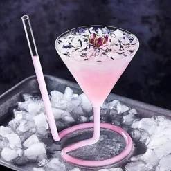 Plates u0026 More Küche & Esszimmer-Cocktailglas mit Spiralstrohhalm – Kreativer Partykelch