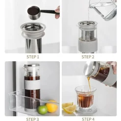 Tom Küche & Esszimmer-Cold Brew Coffee Infuser - 800 ml luftdichte Glaskaraffe