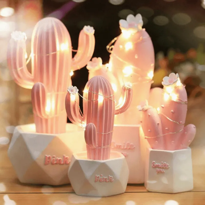 Comfort u0026 Style Beleuchtung-Colorful Cactus LED Night Lamp - Table Decor