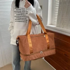 BagAura Taschen & Geldbörsen-Cord-Reisetasche – Schuhfach, Weekender-Tasche