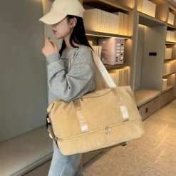 BagAura Taschen & Geldbörsen-Cord-Reisetasche – Schuhfach, Weekender-Tasche