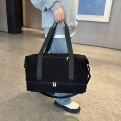 BagAura Taschen & Geldbörsen-Cord-Reisetasche – Schuhfach, Weekender-Tasche