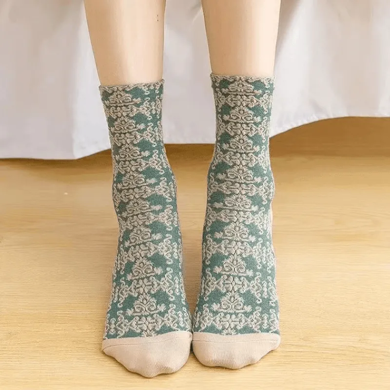Damen Everly u0026 Lace Damenbekleidung-Cottagecore Vintage Stricksocken - Cozy Rosedale Footwear