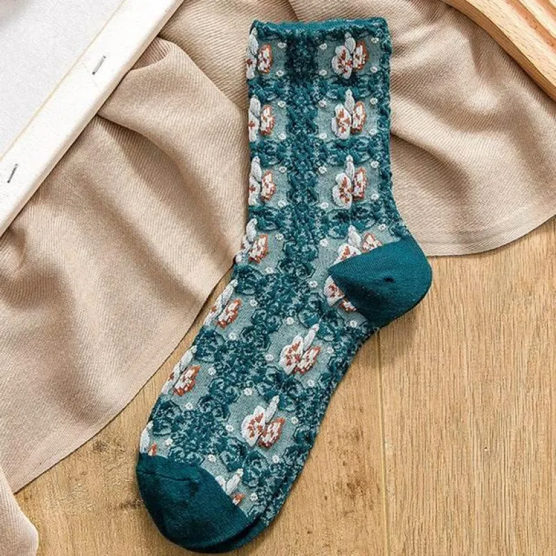 Damen Everly u0026 Lace Damenbekleidung-Cottagecore Vintage Stricksocken - Cozy Rosedale Footwear