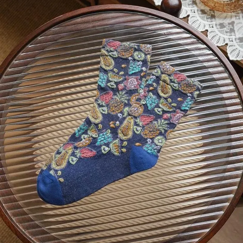 Damen Everly u0026 Lace Damenbekleidung-Cottagecore-Socken – Emerdale-Stricksocken für einen gemütlichen Stil