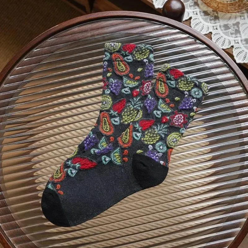 Damen Everly u0026 Lace Damenbekleidung-Cottagecore-Socken – Emerdale-Stricksocken für einen gemütlichen Stil