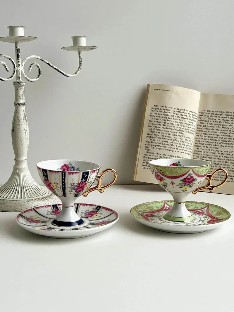 Elegance at the Table Küche & Esszimmer-Court Style Latte Cappuccino-Tassen-Set mit Untertasse – Elegantes Teetassen-Set