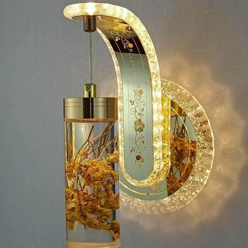 Comfort u0026 Style Beleuchtung-Crystal Flower Dimmbare Wandleuchte - Elegante Wohnraumbeleuchtung