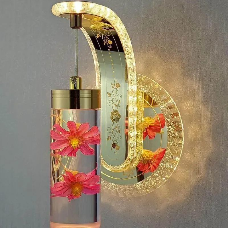 Comfort u0026 Style Beleuchtung-Crystal Flower Dimmbare Wandleuchte - Elegante Wohnraumbeleuchtung