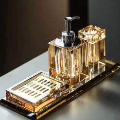 Serene Splash Badezimmer-Crystal Glass Bathroom Accessories Set - Juiletta Collection