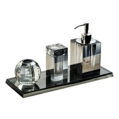 Serene Splash Badezimmer-Crystal Glass Bathroom Accessories Set - Juiletta Collection