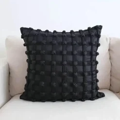 Pillow Haven Bettzeug-3D Dot Bubble Kissenbezug - Luxus Grau Schwarz Weiß Dekor