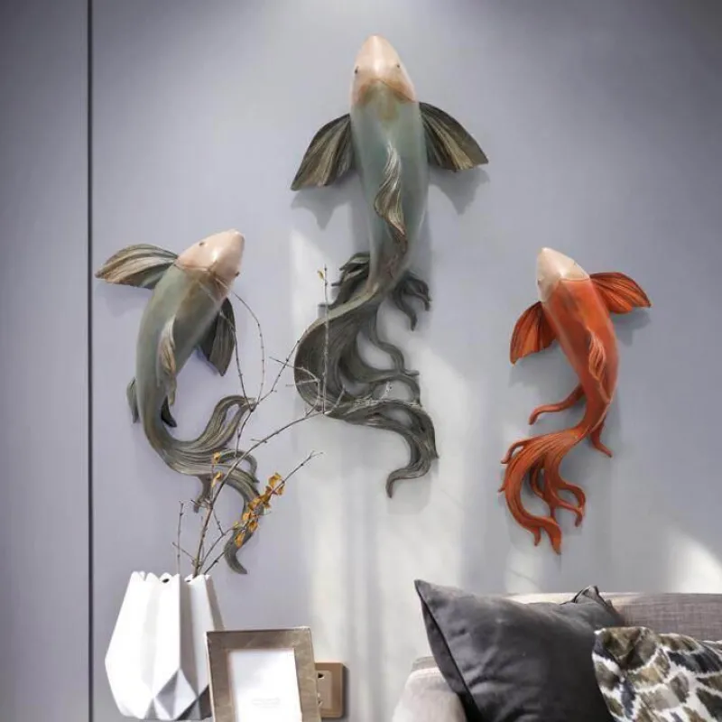 Comfort u0026 Style Wohndeko-3D Fisch Wandaufkleber - Modernes Feng Shui Harz Dekor