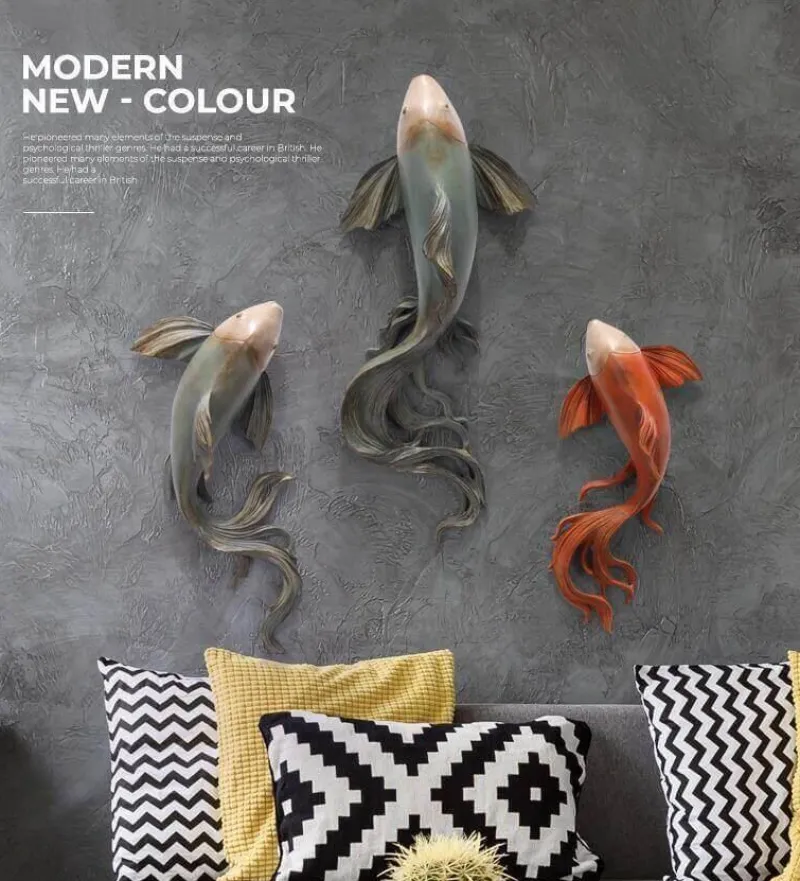 Comfort u0026 Style Wohndeko-3D Fisch Wandaufkleber - Modernes Feng Shui Harz Dekor