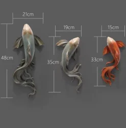 Comfort u0026 Style Wohndeko-3D Fisch Wandaufkleber - Modernes Feng Shui Harz Dekor