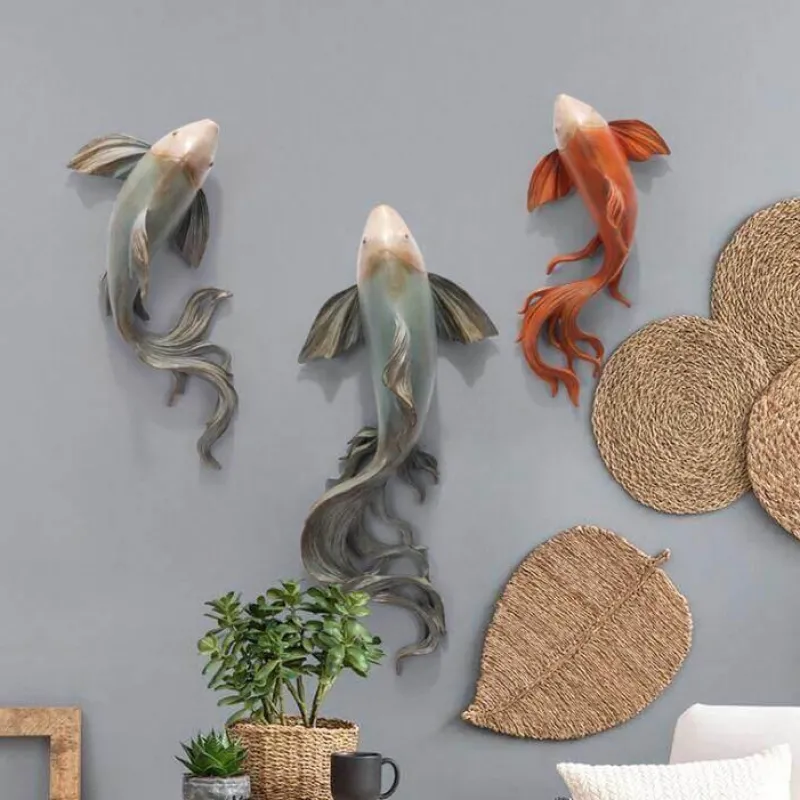 Comfort u0026 Style Wohndeko-3D Fisch Wandaufkleber - Modernes Feng Shui Harz Dekor