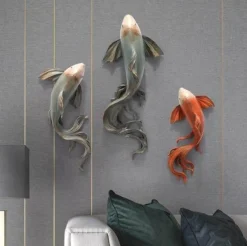 Comfort u0026 Style Wohndeko-3D Fisch Wandaufkleber - Modernes Feng Shui Harz Dekor