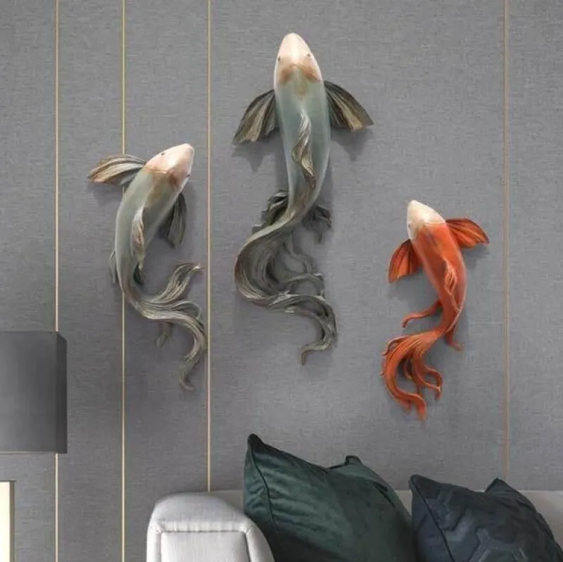 Comfort u0026 Style Wohndeko-3D Fisch Wandaufkleber - Modernes Feng Shui Harz Dekor