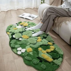 Soft Steps Badezimmer-3D Flocked Moss Mats - Realistic Greenery Decor