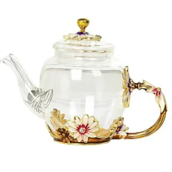 Plates u0026 More Küche & Esszimmer-Daisy Kristallglas-Teekannen-Set – Emaille für heiße und kalte Getränke