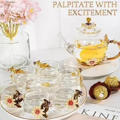 Plates u0026 More Küche & Esszimmer-Daisy Kristallglas-Teekannen-Set – Emaille für heiße und kalte Getränke