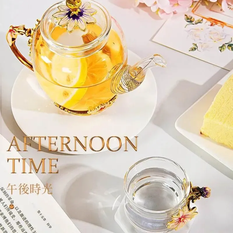 Plates u0026 More Küche & Esszimmer-Daisy Kristallglas-Teekannen-Set – Emaille für heiße und kalte Getränke