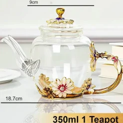 Plates u0026 More Küche & Esszimmer-Daisy Kristallglas-Teekannen-Set – Emaille für heiße und kalte Getränke