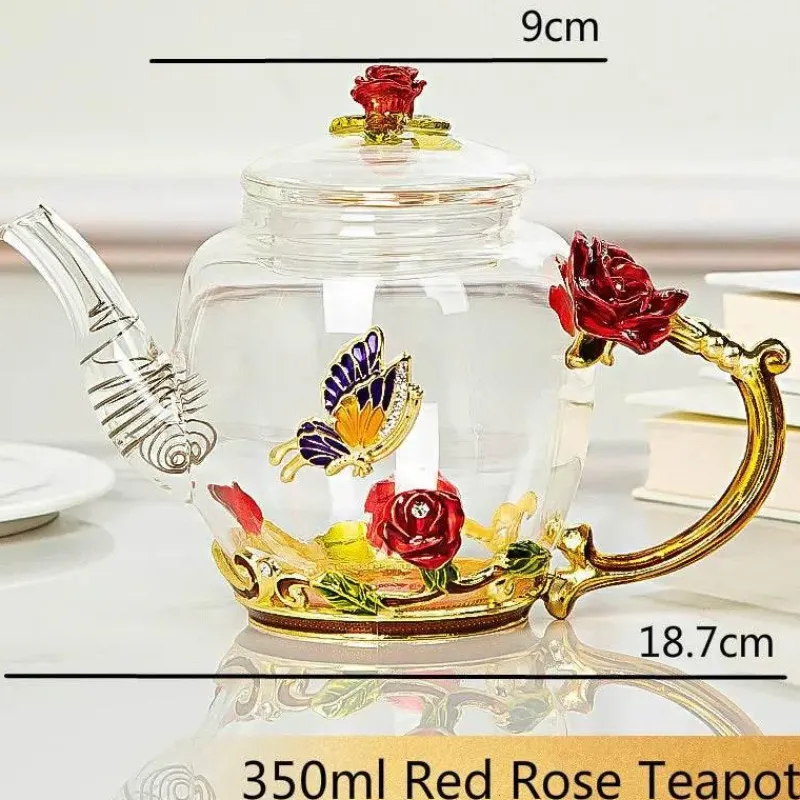 Plates u0026 More Küche & Esszimmer-Daisy Kristallglas-Teekannen-Set – Emaille für heiße und kalte Getränke