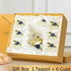 Plates u0026 More Küche & Esszimmer-Daisy Kristallglas-Teekannen-Set – Emaille für heiße und kalte Getränke