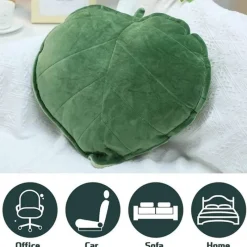 Pillow Haven Bettzeug-3D-Blatt-Plüschkissen – weiches Wurfkissen für Zuhause und Auto