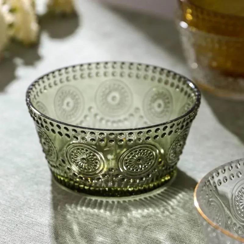 Elegance at the Table Küche & Esszimmer-Dekorative Sonnenblumen-Glasschale - Geprägte Schale