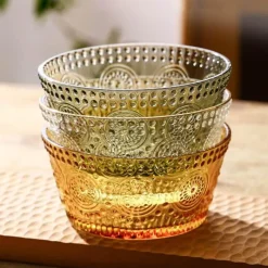 Elegance at the Table Küche & Esszimmer-Dekorative Sonnenblumen-Glasschale - Geprägte Schale