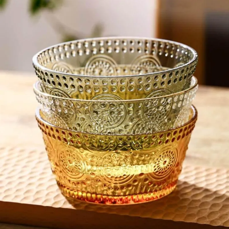 Elegance at the Table Küche & Esszimmer-Dekorative Sonnenblumen-Glasschale - Geprägte Schale