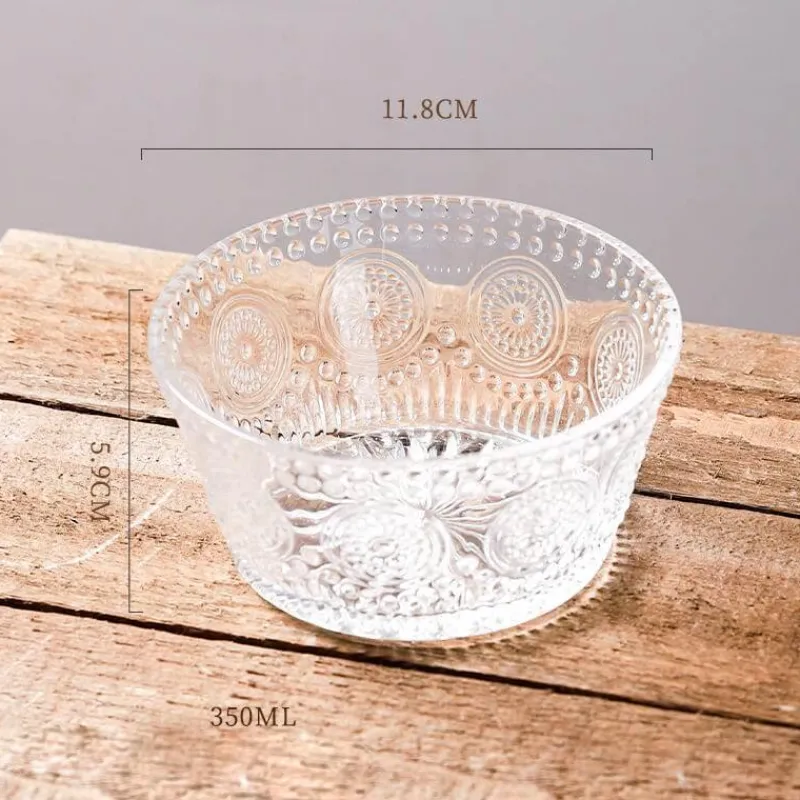 Elegance at the Table Küche & Esszimmer-Dekorative Sonnenblumen-Glasschale - Geprägte Schale