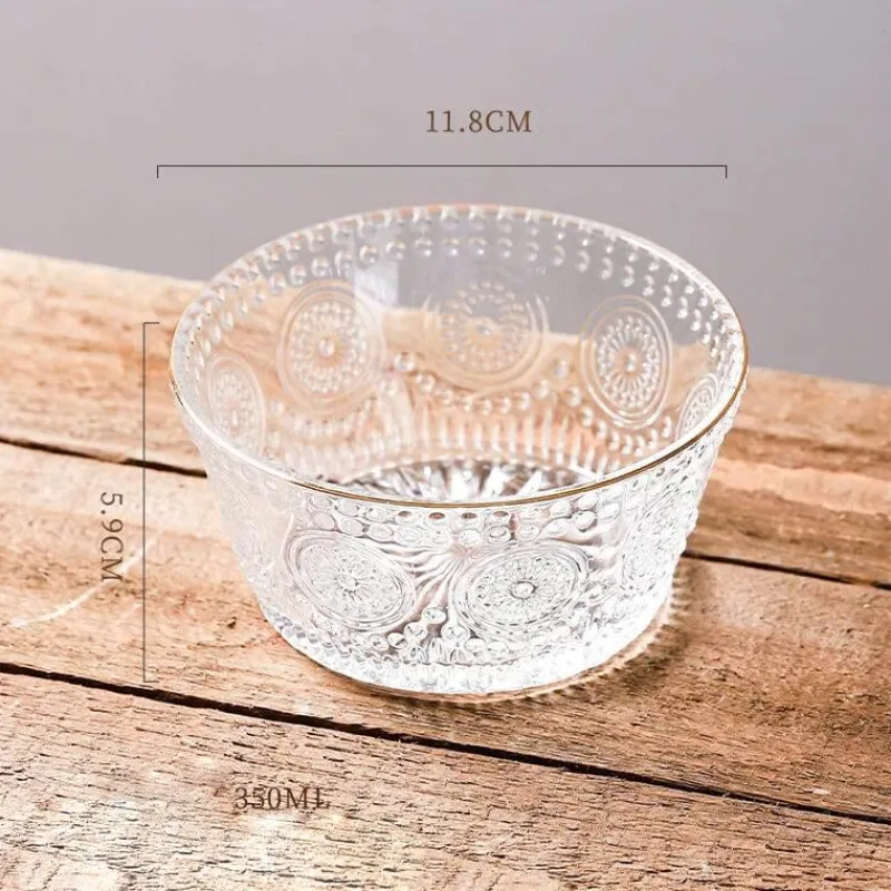 Elegance at the Table Küche & Esszimmer-Dekorative Sonnenblumen-Glasschale - Geprägte Schale