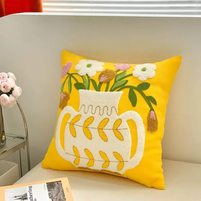 Pillow Haven Bettzeug-Dekorativer Kissenbezug aus Sonnenblumen-Jacquard