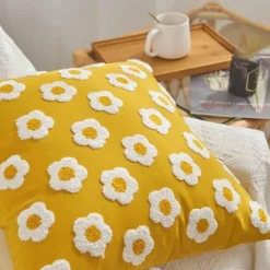 Pillow Haven Bettzeug-Dekorativer Kissenbezug aus Sonnenblumen-Jacquard