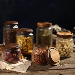 Cozy Nest Decor Küche & Esszimmer-Dekoratives Vorratsglas aus gehämmertem Glas – stilvoller Küchenbehälter