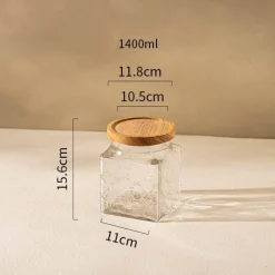 Cozy Nest Decor Küche & Esszimmer-Dekoratives Vorratsglas aus Glas – quadratischer Küchen-Organizer mit Prägung