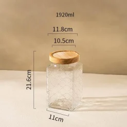 Cozy Nest Decor Küche & Esszimmer-Dekoratives Vorratsglas aus Glas – quadratischer Küchen-Organizer mit Prägung